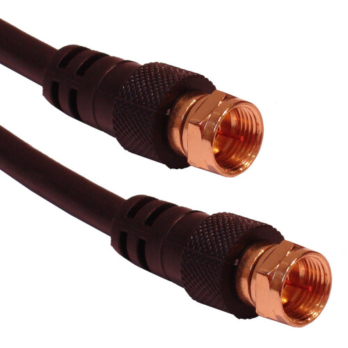 Cable Mountain 1m Gold Plated F Type Male to Male Satellite Coaxial Cable