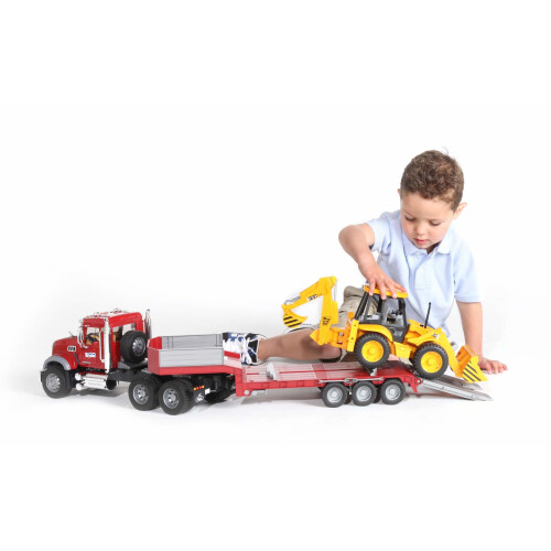 Bruder Bruder 02813 MACK Granite Truck with Low Loader and JCB 4CX 2