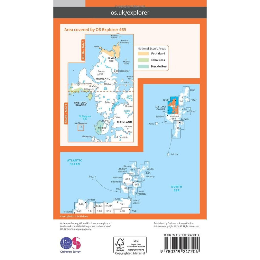 OS Explorer Map (469) Shetland - Mainland North West (OS Explorer Paper ...
