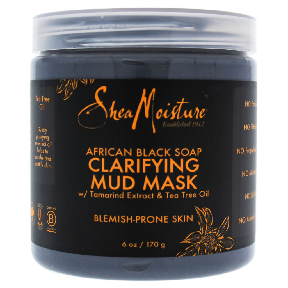 African Black Soap Clarifying Mud Mask by Shea Moisture for Unisex - 6 oz Mask