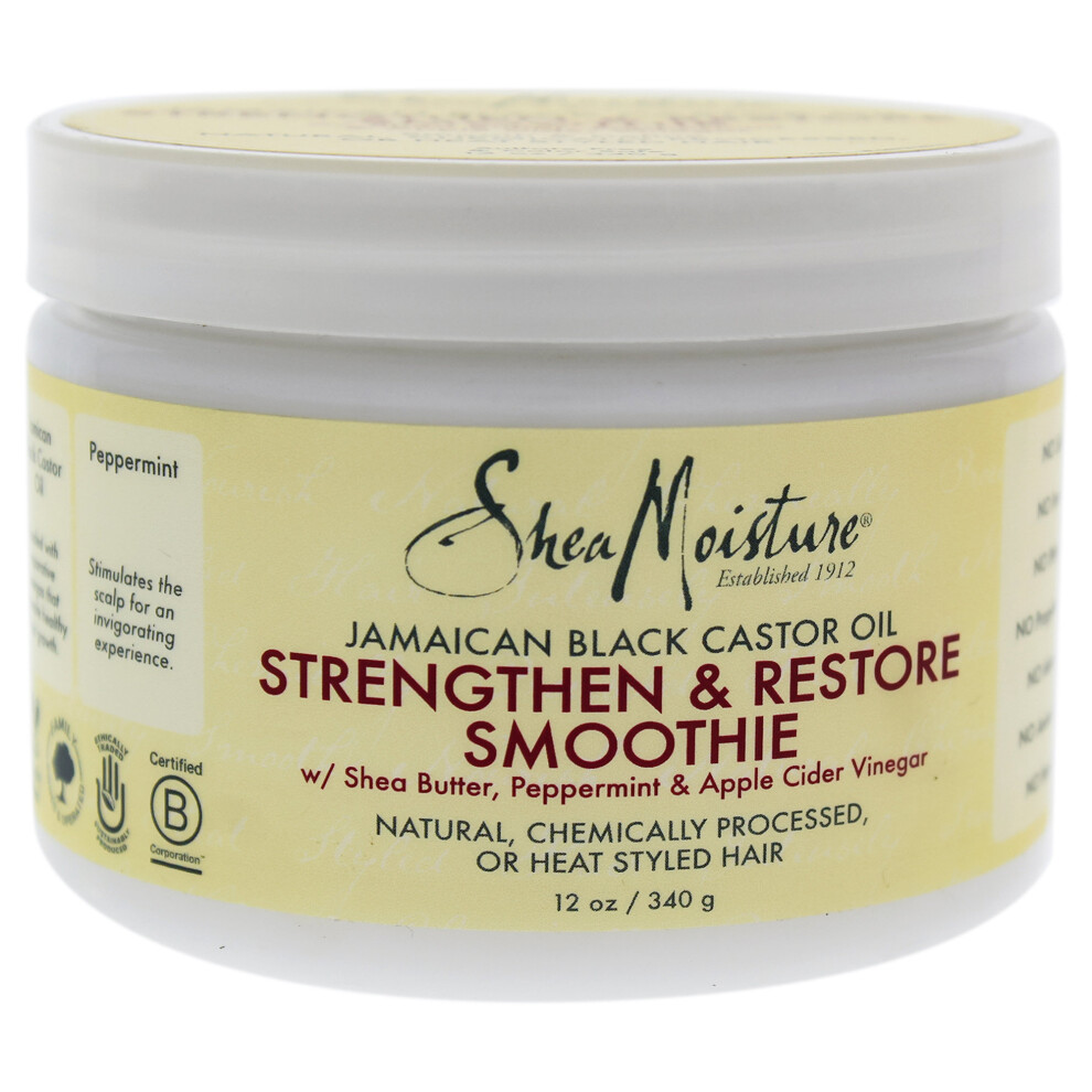 Shea Moisture Black/Cream Jamaican Castor Oil Strengthen & Restore Smoothie By For Unisex - 12 Oz
