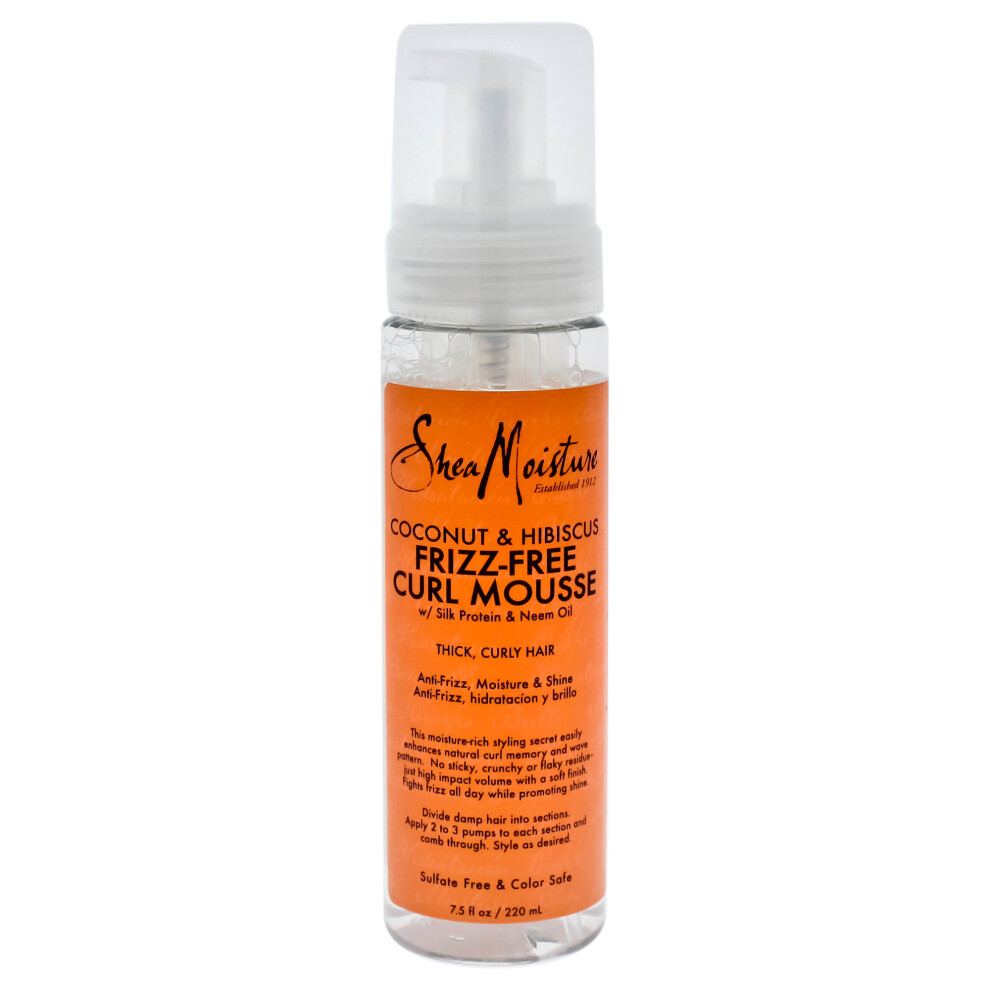 Coconut & Hibiscus Frizz-Free Curl Mousse by Shea Moisture for Unisex - 7.5 oz Mousse