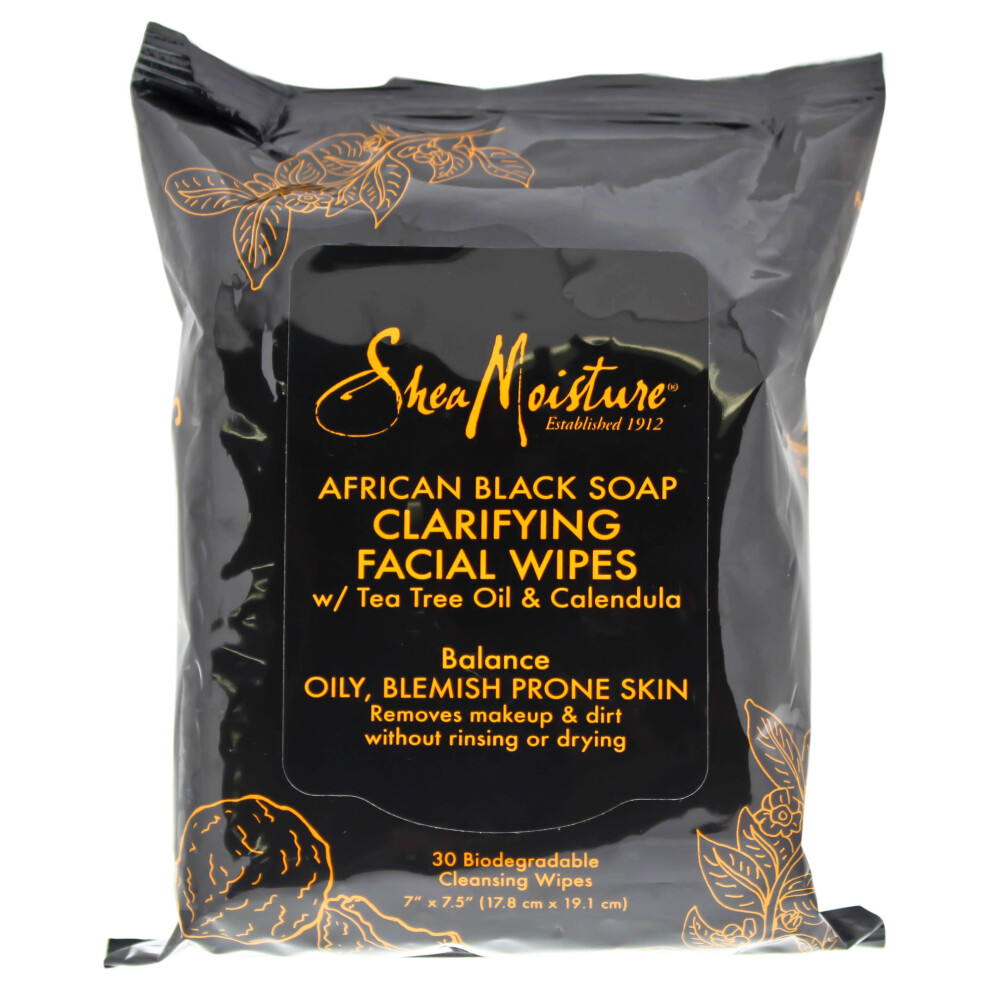 African Black Soap Clarifying Facial Wipes by Shea Moisture for Unisex - 30 Pc Wipes