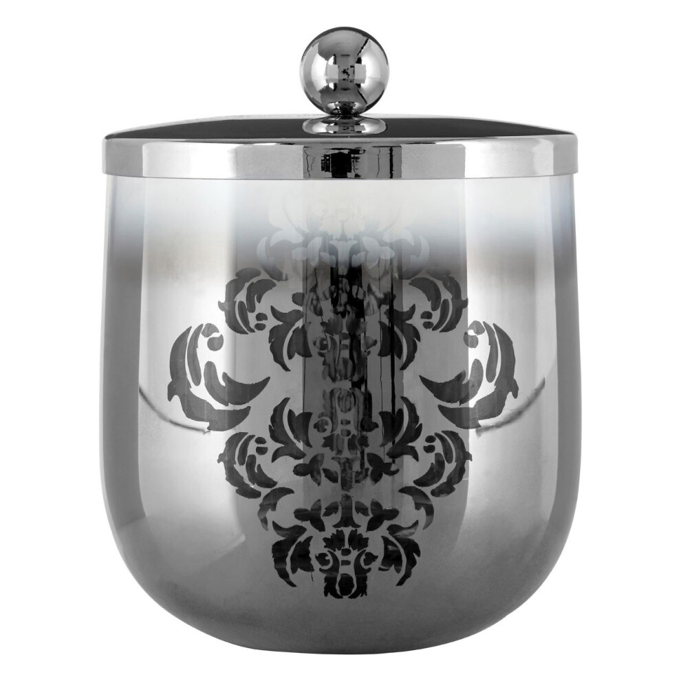 Premier Housewares Elissa Cotton Jar Decorative Leaf Motif, 600Ml Silver
