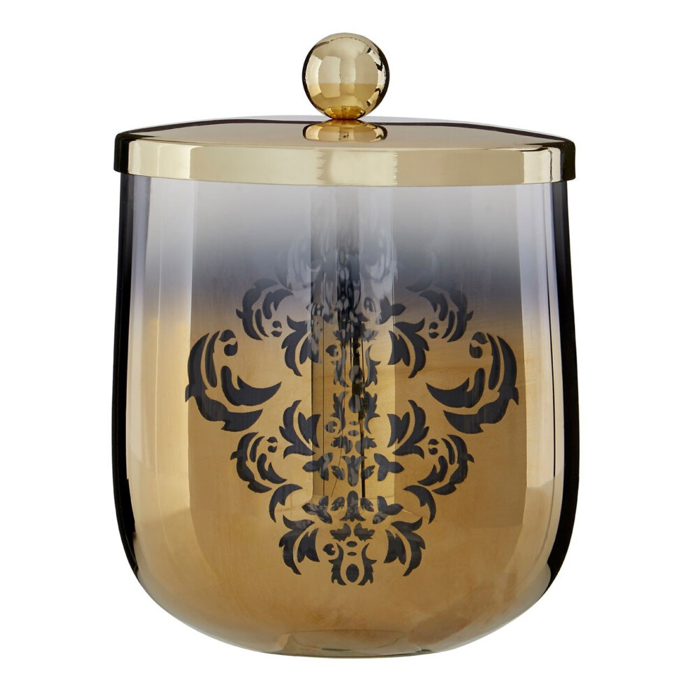 Premier Housewares Elissa Cotton Jar Decorative Leaf Motifs, 600Ml Gold