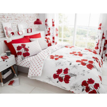(Double, Red) Poppy Floral Duvet Cover
