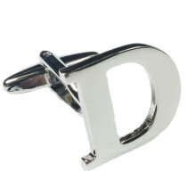 (Letter D) Mix And Match Silver Alphabet Letter Cufflinks Sold Individually So You Can Choose Custom Letters - Please Purchase 2 Cufflinks To Complete A Pair