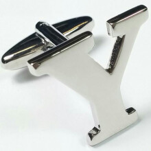(Letter Y) Mix And Match Silver Alphabet Letter Cufflinks Sold Individually So You Can Choose Custom Letters - Please Purchase 2 Cufflinks To Complete A Pair