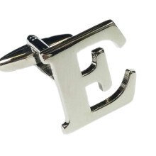 (Letter E) Mix And Match Silver Alphabet Letter Cufflinks Sold Individually So You Can Choose Custom Letters - Please Purchase 2 Cufflinks To Complete A Pair