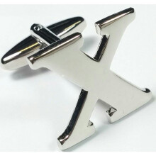 (Letter X) Mix And Match Silver Alphabet Letter Cufflinks Sold Individually So You Can Choose Custom Letters - Please Purchase 2 Cufflinks To Complete A Pair