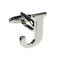 (Letter J) Mix And Match Silver Alphabet Letter Cufflinks Sold Individually So You Can Choose Custom Letters - Please Purchase 2 Cufflinks To Complete A Pair