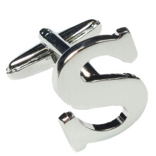 (Letter S) Mix And Match Silver Alphabet Letter Cufflinks Sold Individually So You Can Choose Custom Letters - Please Purchase 2 Cufflinks To Complete A Pair