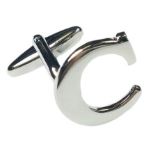 (Letter C) Mix And Match Silver Alphabet Letter Cufflinks Sold Individually So You Can Choose Custom Letters - Please Purchase 2 Cufflinks To Complete A Pair