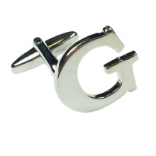 (Letter G) Mix And Match Silver Alphabet Letter Cufflinks Sold Individually So You Can Choose Custom Letters - Please Purchase 2 Cufflinks To Complete A Pair