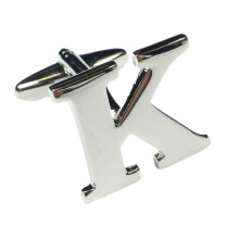 (Letter K) Mix And Match Silver Alphabet Letter Cufflinks Sold Individually So You Can Choose Custom Letters - Please Purchase 2 Cufflinks To Complete A Pair
