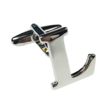(Letter L) Mix And Match Silver Alphabet Letter Cufflinks Sold Individually So You Can Choose Custom Letters - Please Purchase 2 Cufflinks To Complete A Pair