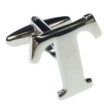 (Letter T) Mix And Match Silver Alphabet Letter Cufflinks Sold Individually So You Can Choose Custom Letters - Please Purchase 2 Cufflinks To Complete A Pair