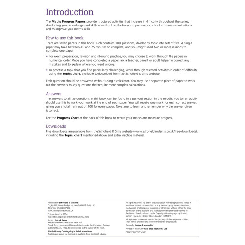 11+ Maths Progress Papers Book 1: KS2, Ages 9-12 2