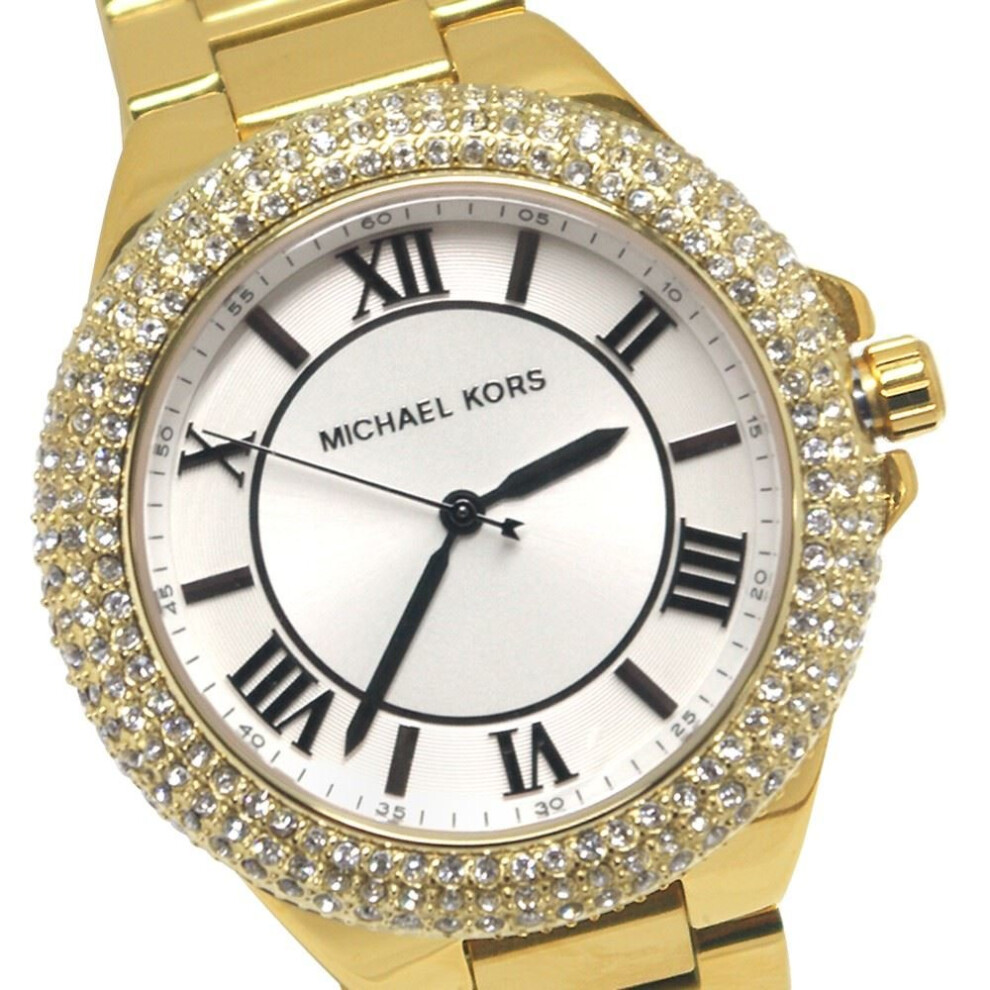 Michael Kors Ladies Designer Watch Encrusted Stones Gold Tone - MK3277