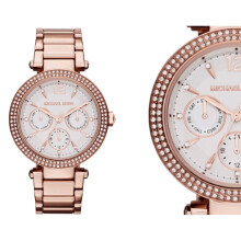 Michael Kors Parker MK5781 Gold Tone Ladies' Watch with Two-Row Stone Bezel, Day-Date, 40mm