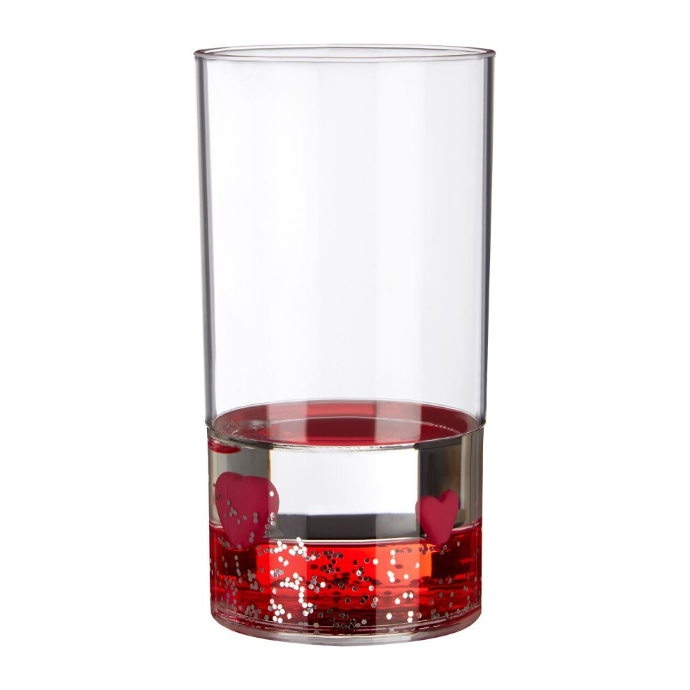 Acrylic Tumbler Floating Heart Feature 230ml, Clear/Red