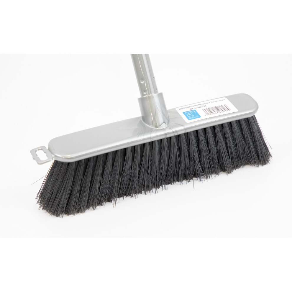 Silver Indoor Soft Sweeping Brush Head and Handle Kitchen Broom Floor Sweeper