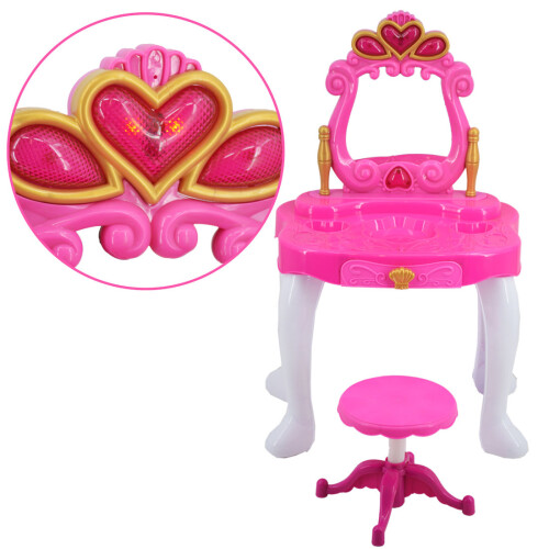 deAO Princess Dressing Vanity Table with Mirror and Stool Dressing