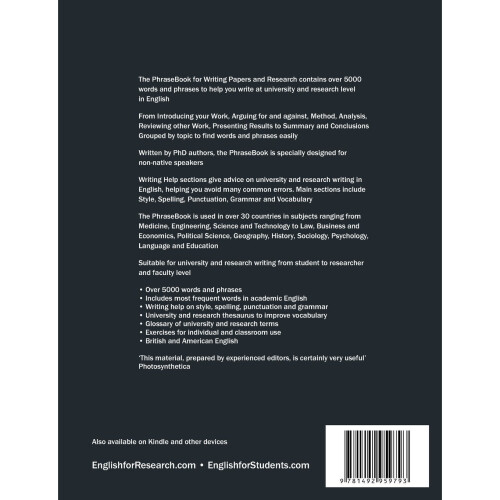 PhraseBook for Writing Papers and Research in English 1