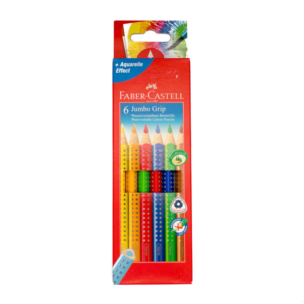 6 Jumbo GRIP Colour Pencils  Right or Left handed