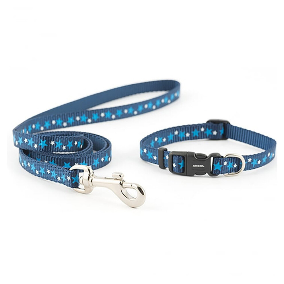Ancol Small Bite Star Puppy And Small Dog Collar And Lead Set Blue
