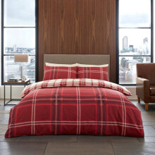 (Double, Red) Bardsley Check Checked Design Duvet Cover Set
