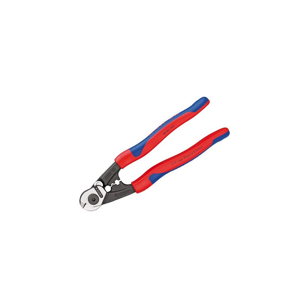 Knipex 95 62 190 SB Wire Rope/Bowden Cable Cutter Multi-Component Grip 190mm (7.1/2in)