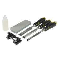 Roughneck 30-165 Professional Bevel Edge Chisel Set of 3 & Sharpening Kit