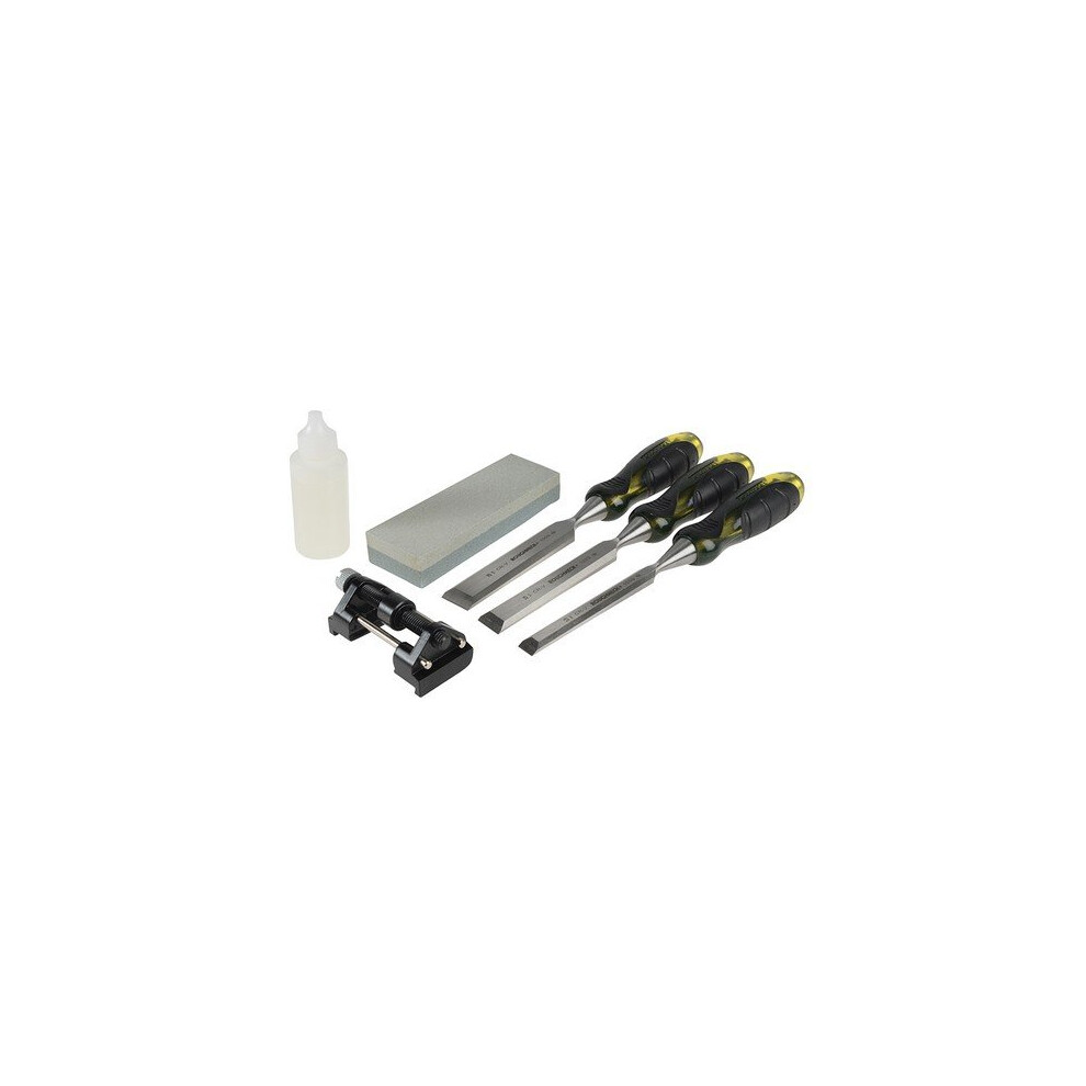 Roughneck 30-165 Professional Bevel Edge Chisel Set of 3 & Sharpening Kit