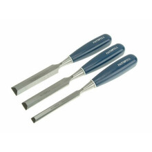 Faithfull FAIWCBS3BC Bevel Edge Chisel Blue Grip Set of 3: 12,19 & 25mm Carded