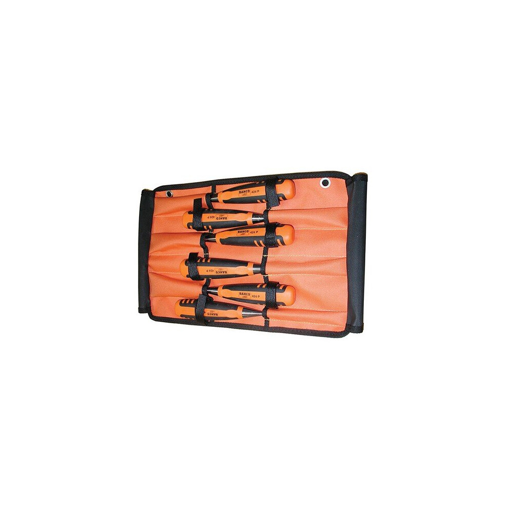 Bahco 424P-S6-ROLL Bevel Edge Chisel Set of 6 In Roll: 6,12,16,22,25 & 32mm