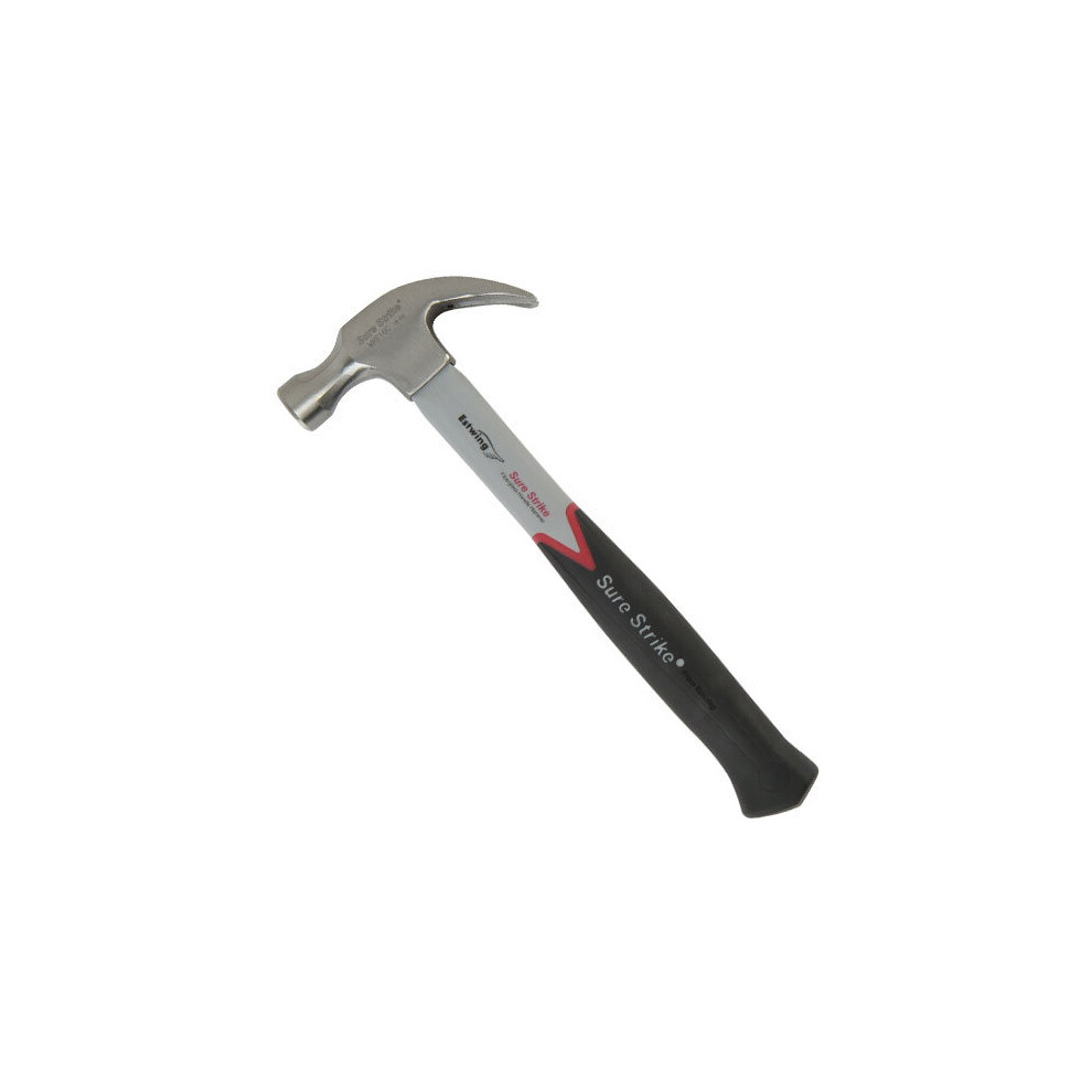 Estwing EMRF16C 16oz Sure Strike Curved Claw Hammer Fibreglass Shaft Cushion Grip Length 340mm