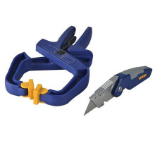 Irwin 1888438 Folding Knife + 4in Handy Clamp Twin Pack