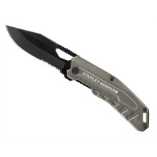 Stanley FatMax Premium Pocket Knife FMHT0-10312| Stainless Steel Blade (Serrated + Straight), Aluminum Handle, Tether Loop, Bottle Opener - STA010312