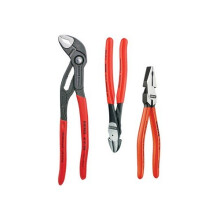 KNIPEX 3er Set Zangen - Cobra 250mm, Schneidezange 160mm, Universalzange 180mm - Rot