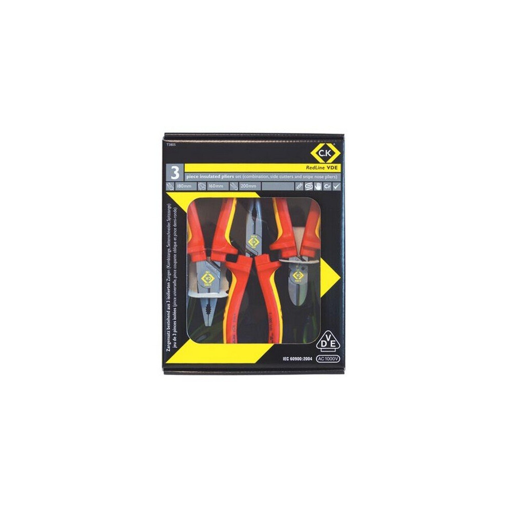 CK T3805 RedLine VDE Pliers Set Of 3