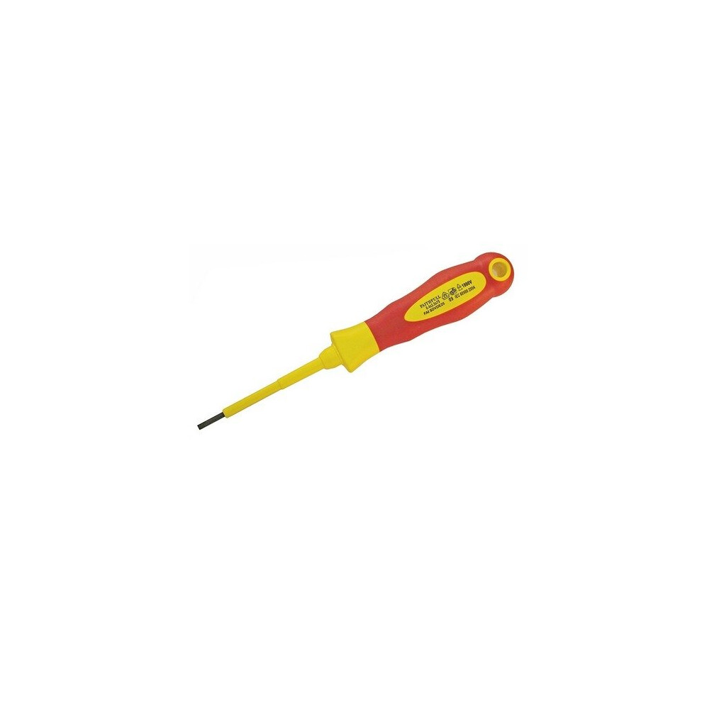 Faithfull FAISDVDE40 VDE Screwdriver Soft-Grip Parallel Slotted Tip 4.0 x 100mm