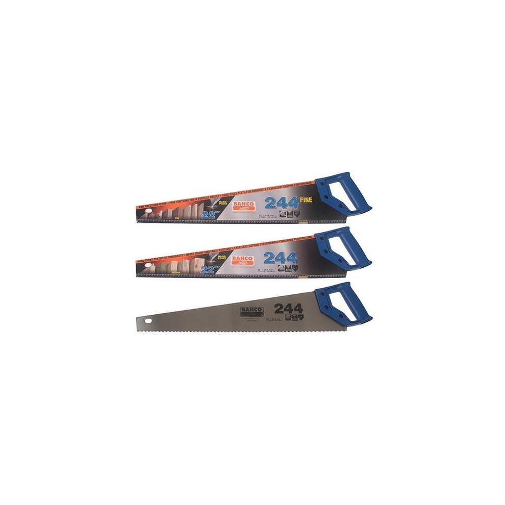 Bahco 244-22-2P-244PC 244 X 2 Hardpoint Handsaw 550mm 22in + 1 X 244/22 Fine Cut