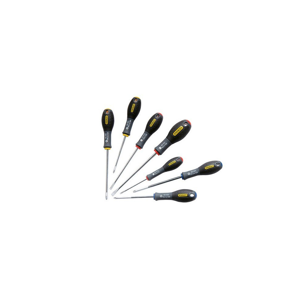 Stanley Tools 0-65-438 + FMHT0-62688 FatMax Screwdriver PH/PZ/Flared/Parallel Set of 7 & Stubby Ratchet Screwdriver