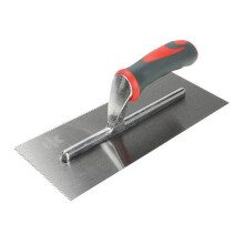 Faithfull FAISGTNOT3 Notched Trowel V 3mm Soft-Grip Handle 11 x 4.1/2in