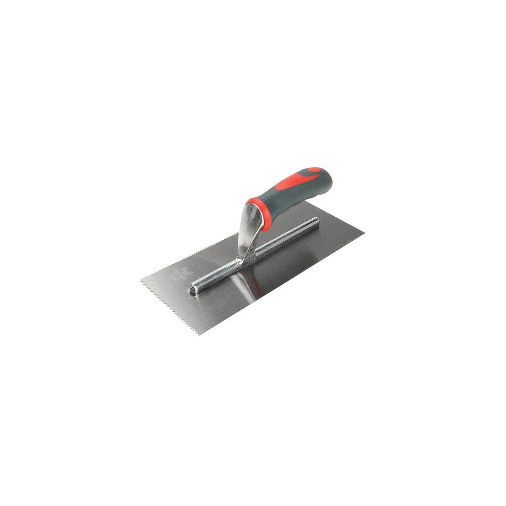 Faithfull FAISGTNOT3 Notched Trowel V 3mm Soft-Grip Handle 11 x 4.1/2in