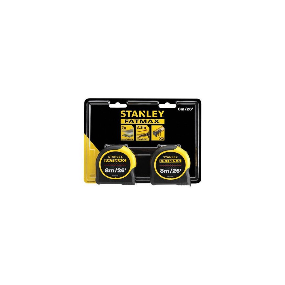 Stanley Tools FMHT81558-5 FatMax Classic Tape Twin Pack 8m/26ft (Width 32mm)