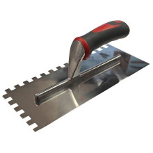 Faithfull FAISGTNOT10S Notched Trowel Serrated 10mm Stainless Steel Soft-Grip Handle 13 x 4.1/2in