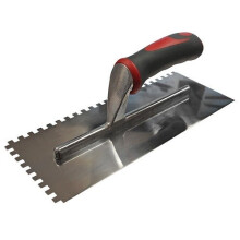 Faithfull FAISGTNOT6SS Notched Trowel Serrated 6mm Stainless Steel Soft-Grip Handle 11 x 4.1/2in