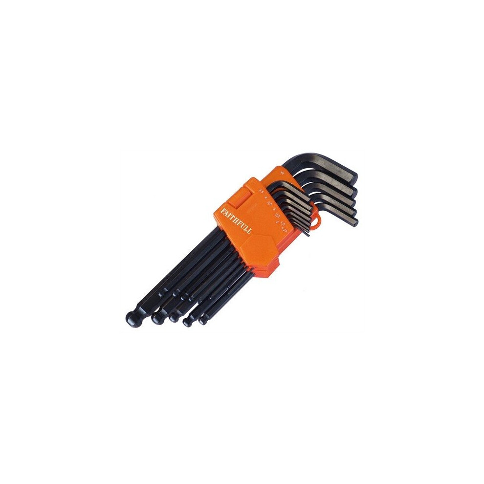Faithfull FAIHKS13MLB Ball End Hexagon Key Long Arm Set of 13 Metric (1.3-10mm)